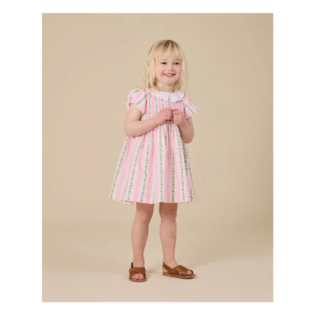Robe Smockée Rayée | Rose