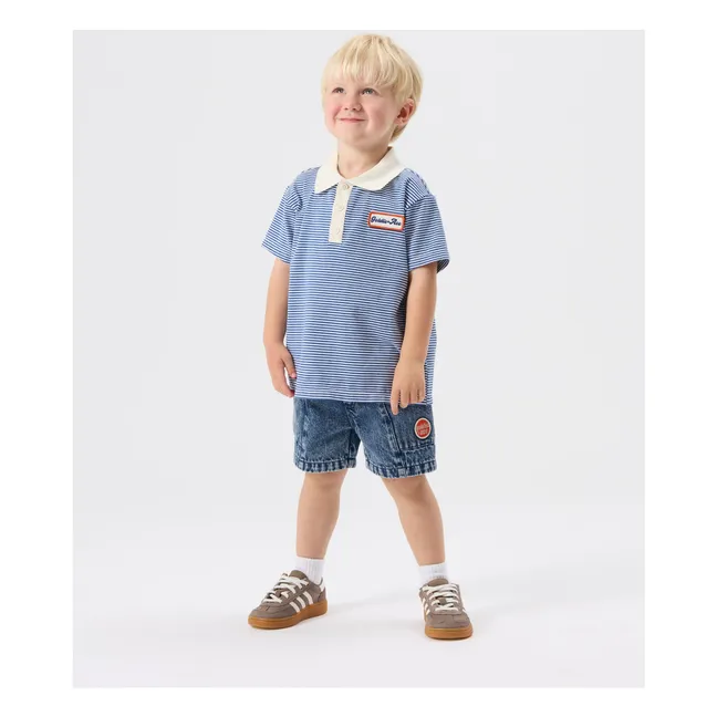 Short Denim Colorblock Vintage | Bleu