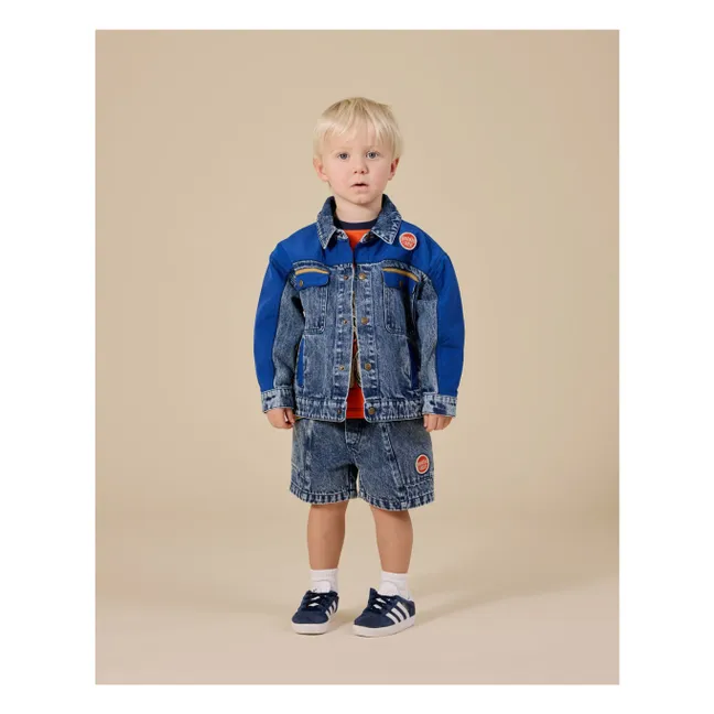 Short Denim Colorblock Vintage | Bleu