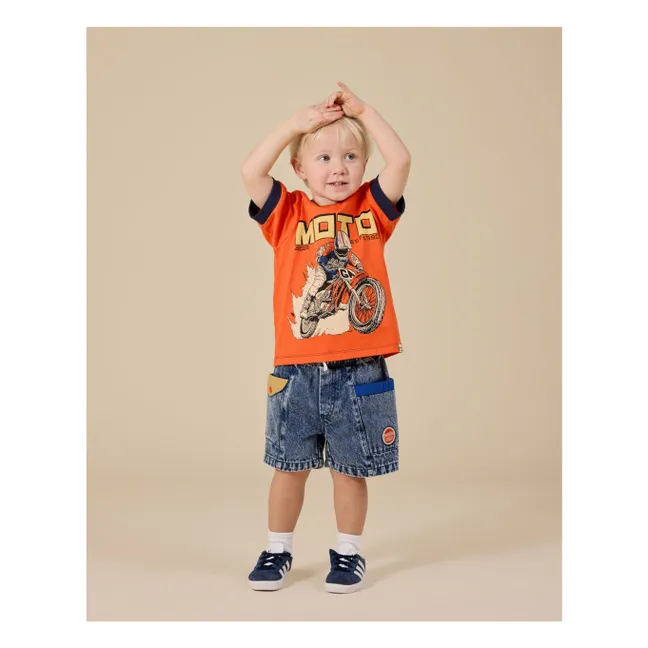 Short Denim Colorblock Vintage | Bleu