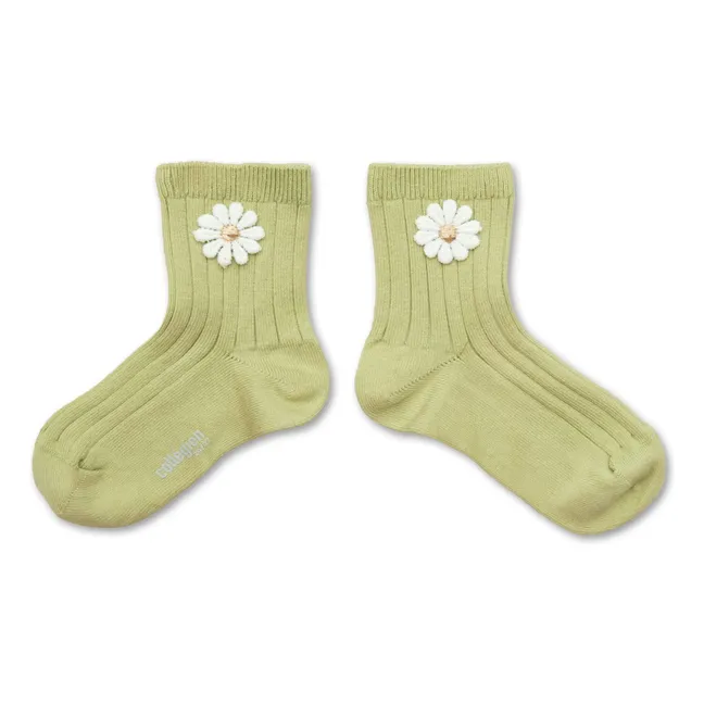 Chaussettes Bérénice Fleurs | Vert pâle