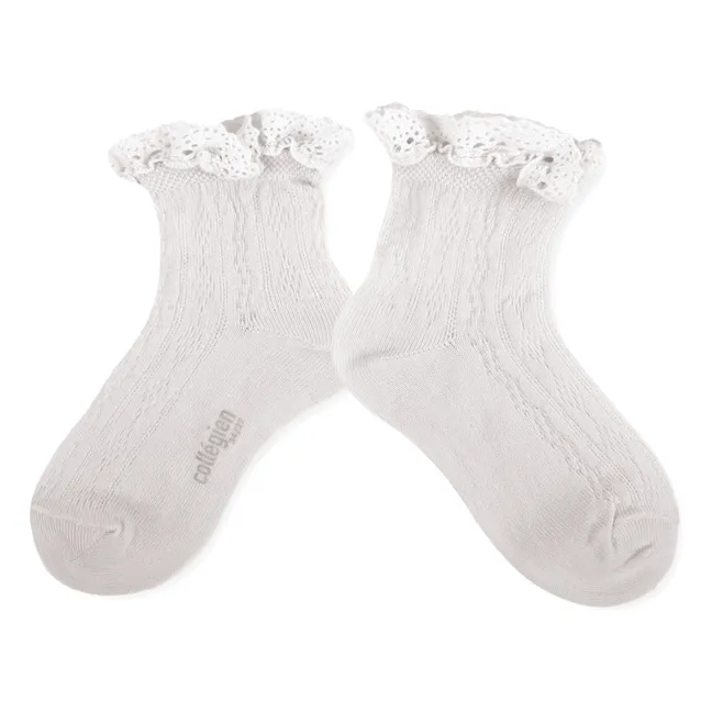 Annette Lace Ruffle Socks | White