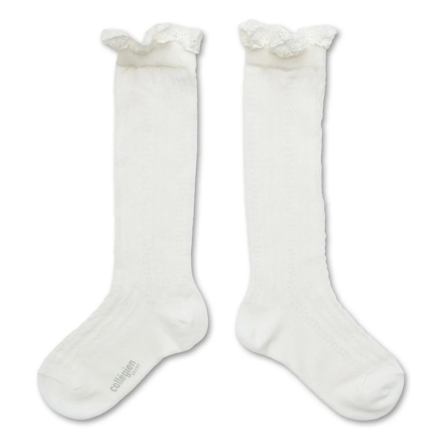 Collégien White Ruffled Lace Socks Marie-Anaïs