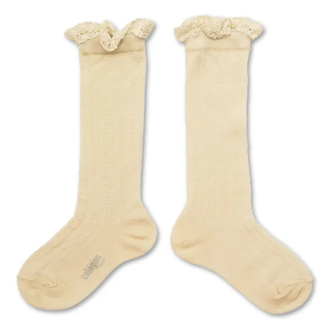 Ruffled Lace Socks Marie-Anaïs | Natural