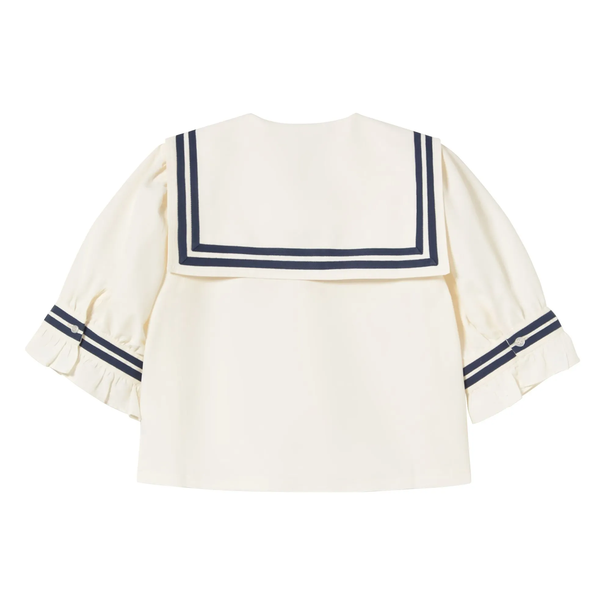 Blouse Volants Lin et Coton | Blanc cassé- Image produit n°4