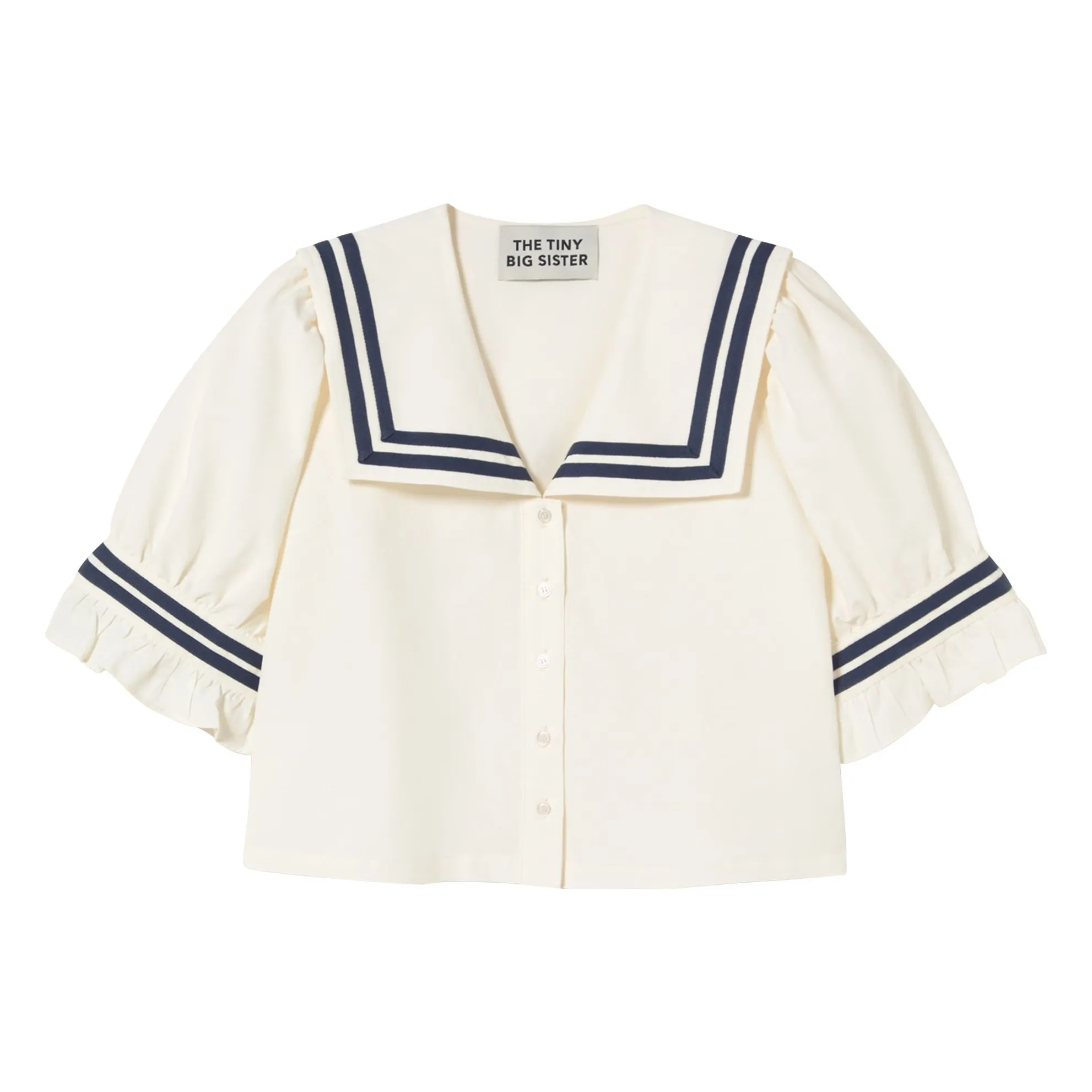 Blouse Volants Lin et Coton | Blanc cassé- Image produit n°0