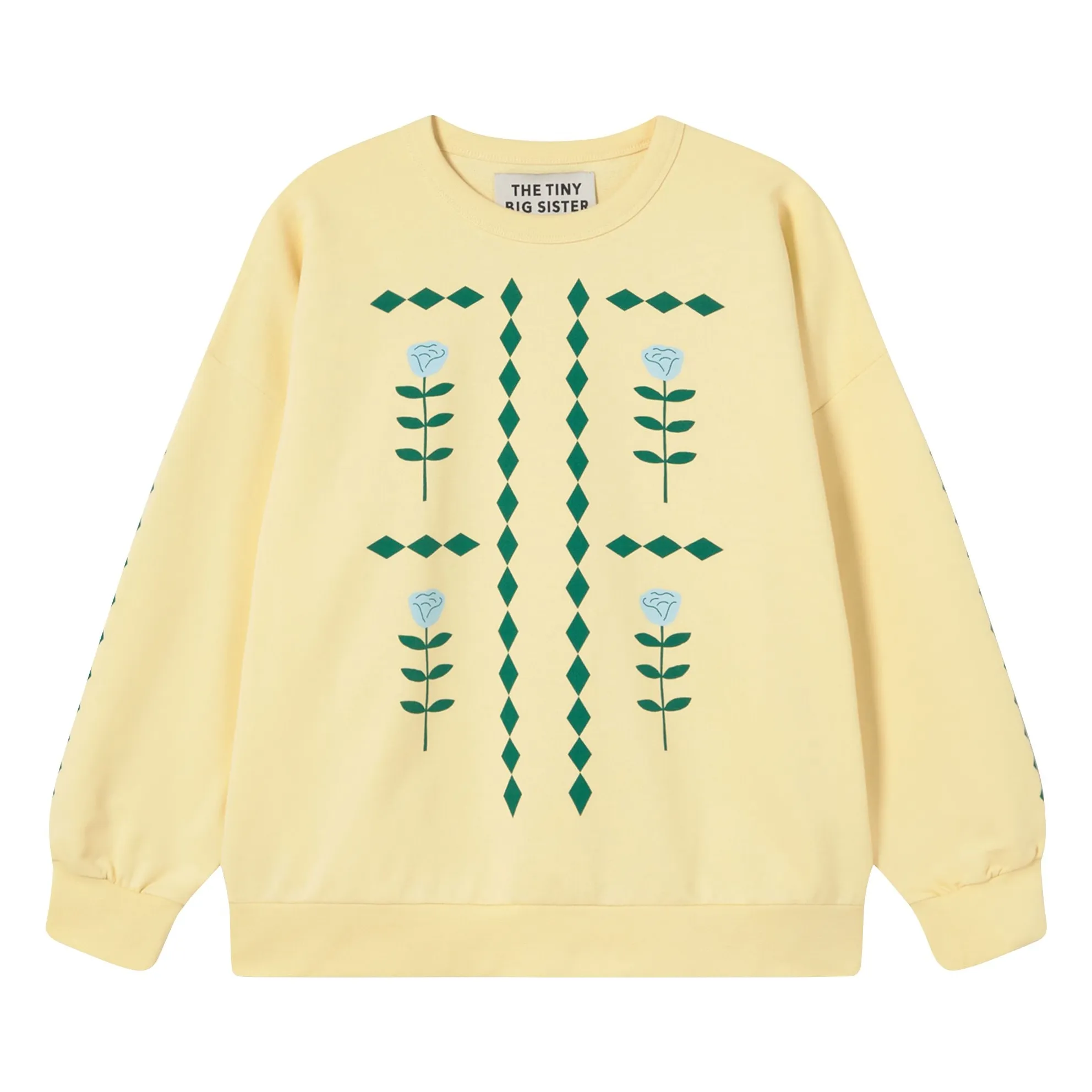 The Tiny Big Sister Yellow Organic Cotton Flower Sweatshirt