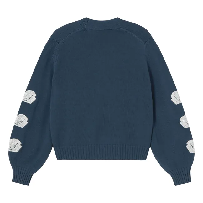 Cardigan a cigno in cotone | Blu marino