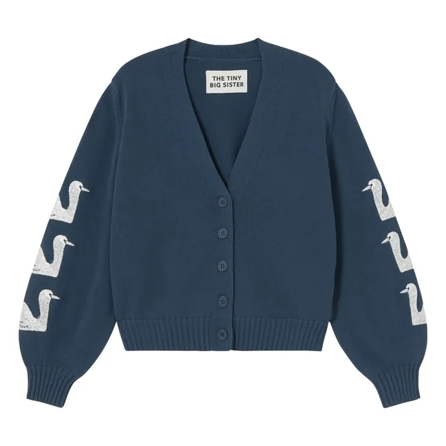 Cardigan a cigno in cotone | Blu marino