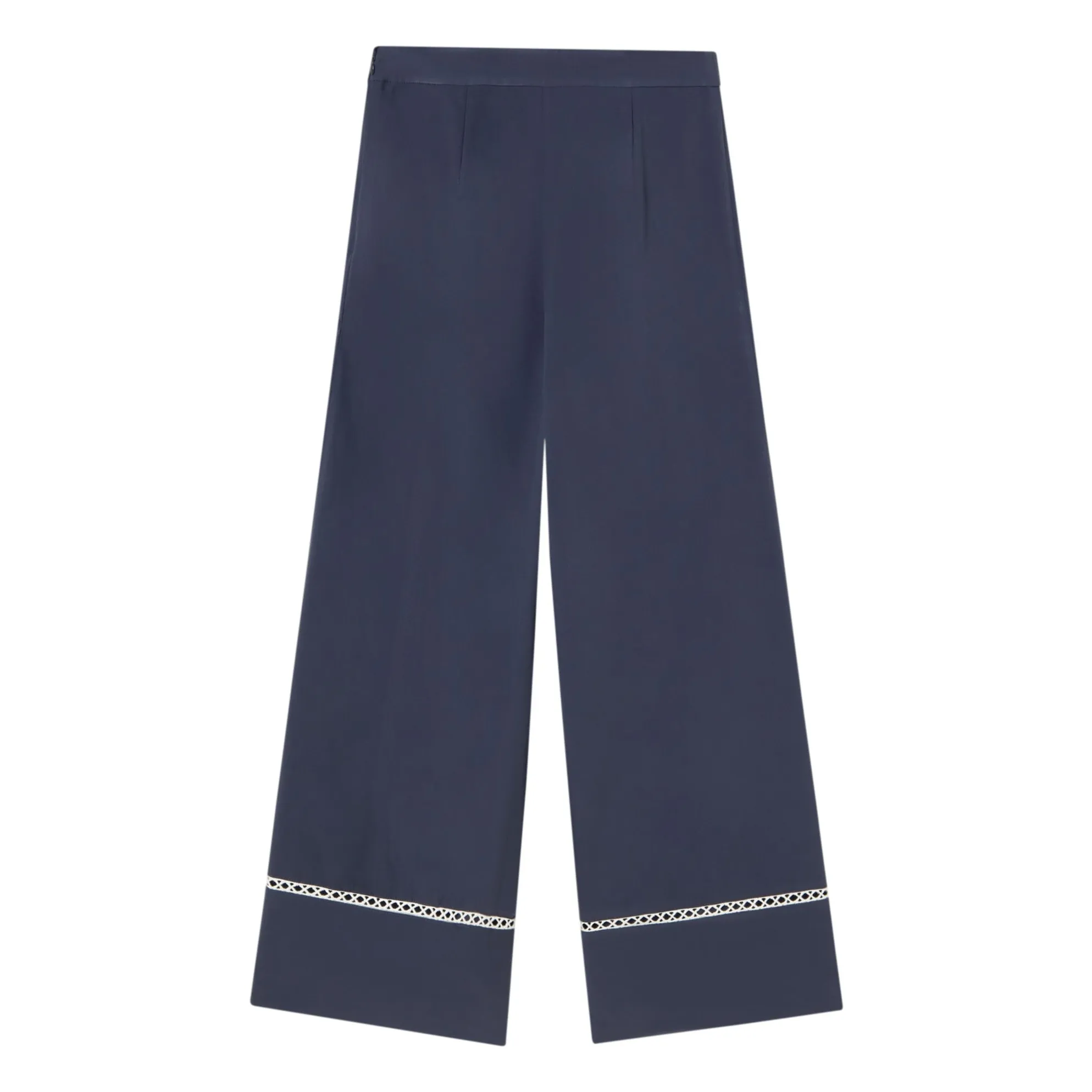 Pantalon Wide Coton | Bleu marine- Image produit n°4