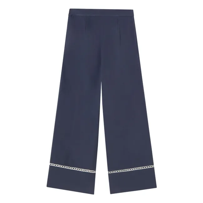 Pantalon Wide Coton | Bleu marine