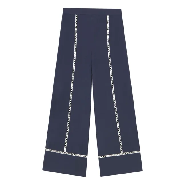 Pantalon Wide Coton | Bleu marine