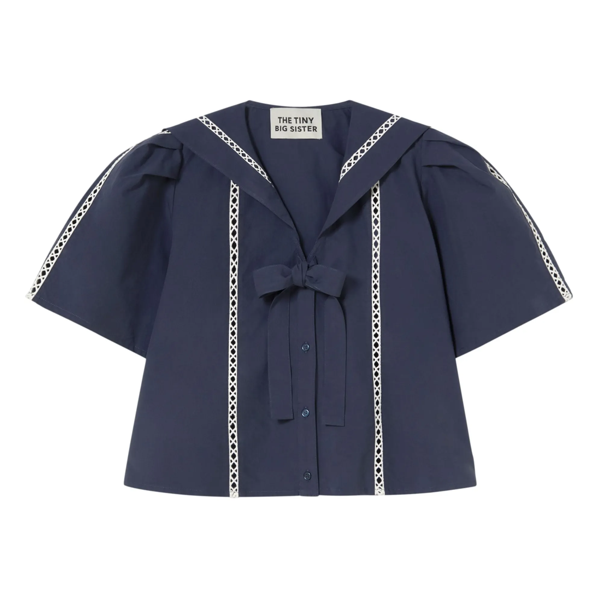 The Tiny Big Sister Navy Blue Sailor Cotton Blouse