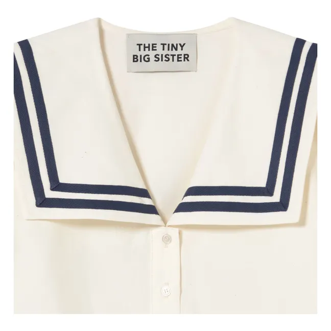 Blusa con volantes de lino y algodón | Blanco Roto