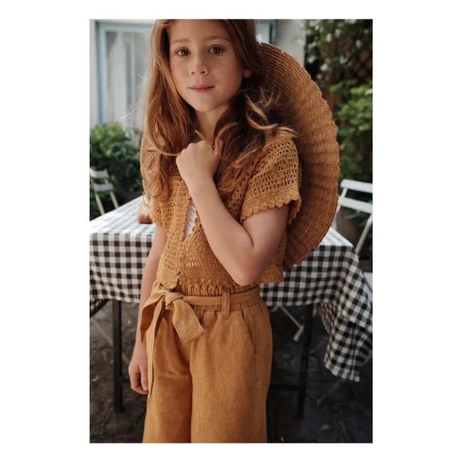 Loose-fitting pants with belt | Mustard