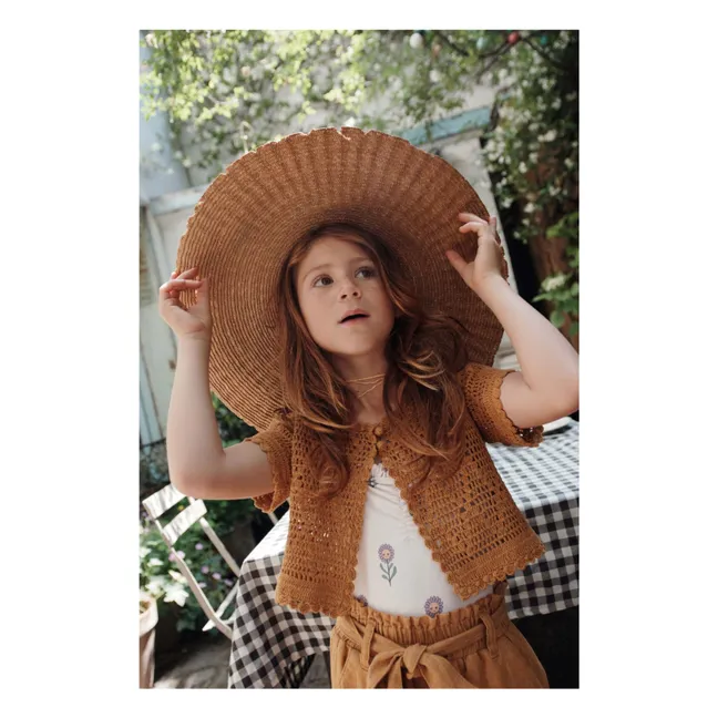 Gilet Manches Courtes Crochet | Jaune moutarde