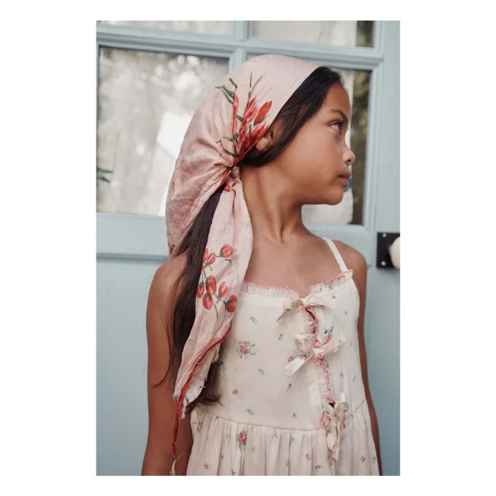 Vestido nudo floral de algodón orgánico | Crema- Imagen del producto n°4