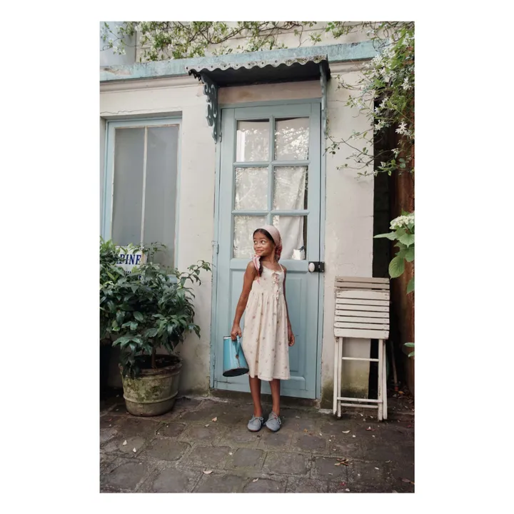 Vestido nudo floral de algodón orgánico | Crema- Imagen del producto n°5