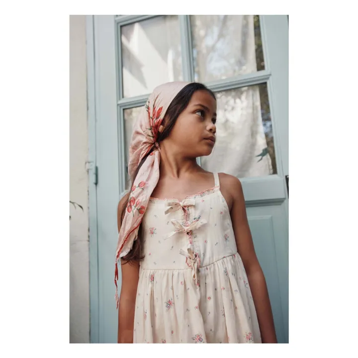 Vestido nudo floral de algodón orgánico | Crema- Imagen del producto n°2