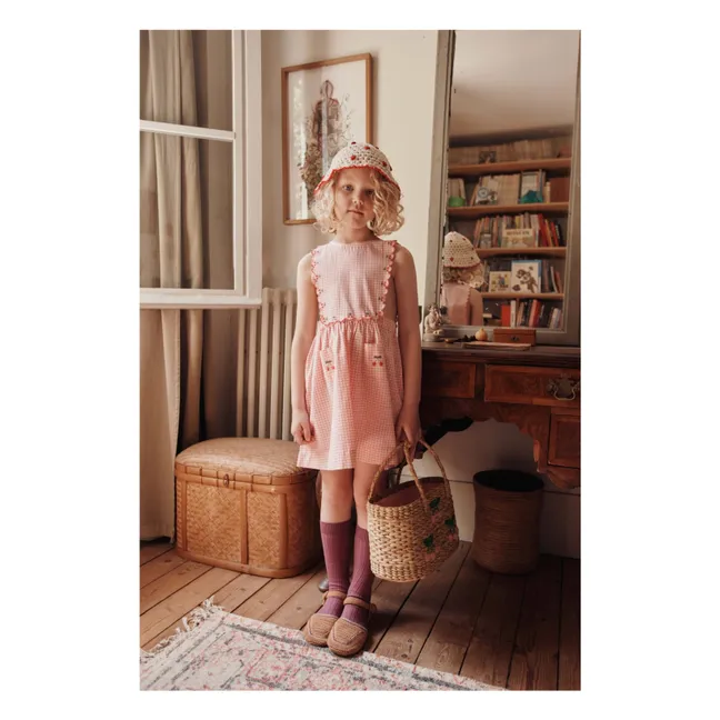 Robe Tablier Vichy Coton Bio | Rose