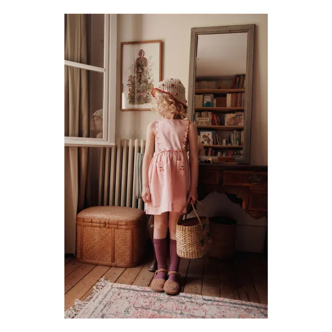 Robe Tablier Vichy Coton Bio | Rose