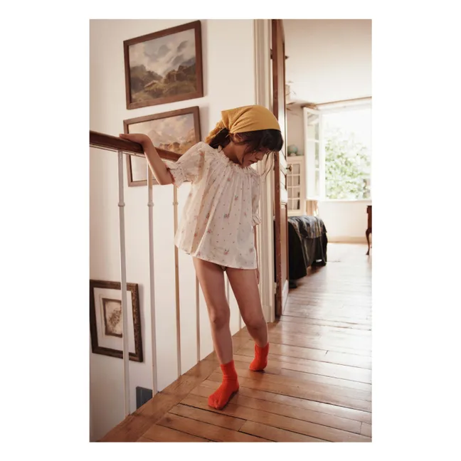 Blusa floral de algodón orgánico | Crema