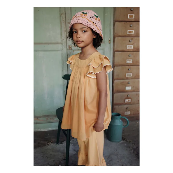 Pantalones lisos con volantes | Amarillo Mostaza- Imagen del producto n°1