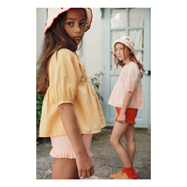 Blusa de gasa con volantes | Amarillo