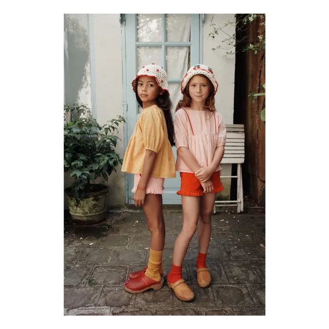 Blouse Volants Voile | Rose pâle