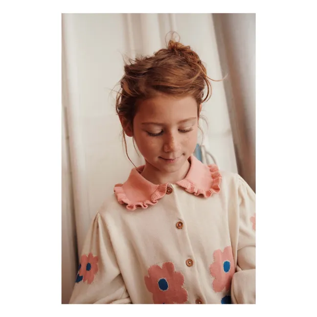 Organic cotton flower cardigan | Beige