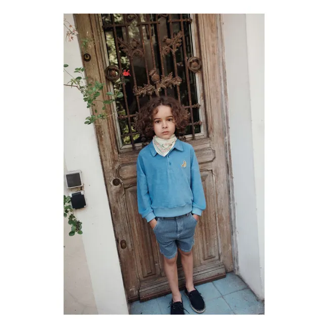 Striped Denim Bermuda Shorts | Blue