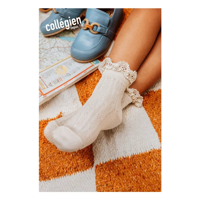 Calcetines de encaje con volantes Annette | Natural
