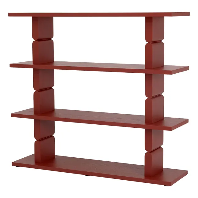 Bibliothèque en bois peint Noon | Rouge Brun