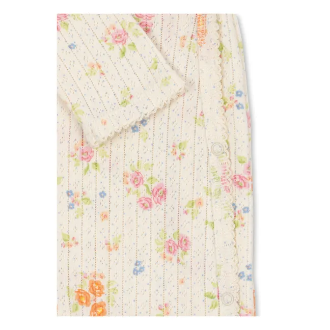 Minnie Floral Ribbed Jumpsuit Organic Cotton | Ecru