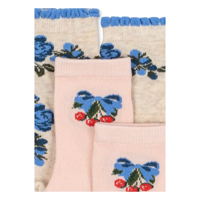 Lote de 2 pares de calcetines de flores | Rosa