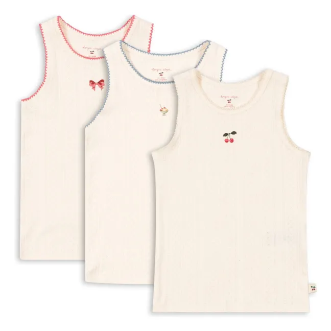 Lote de 3 camisetas de tirantes de algodón ecológico Minna | Crudo