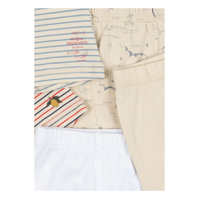 Lot de 5 Boxers Rayés Coton Bio | Beige