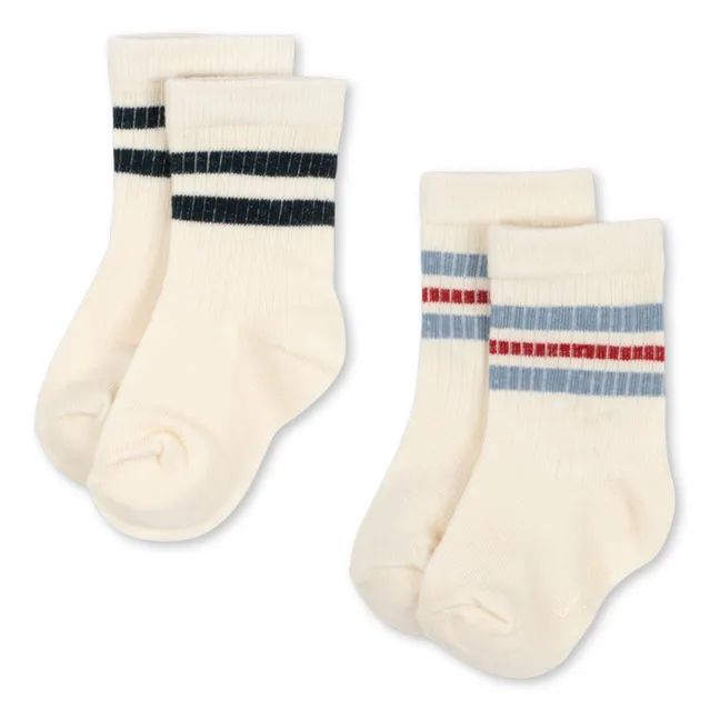 Lote de 2 pares de calcetines a rayas | Crudo