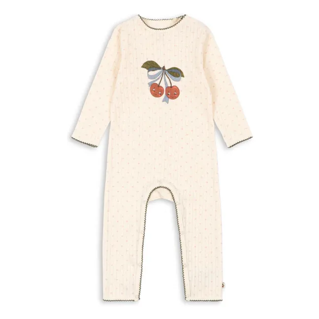 Combinaison Minnie Cerises Coton Bio | Ecru