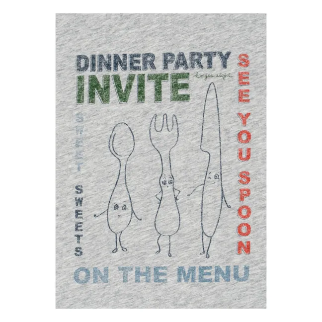 Camiseta de algodón orgánico Famo Dinner Party | Gris Jaspeado