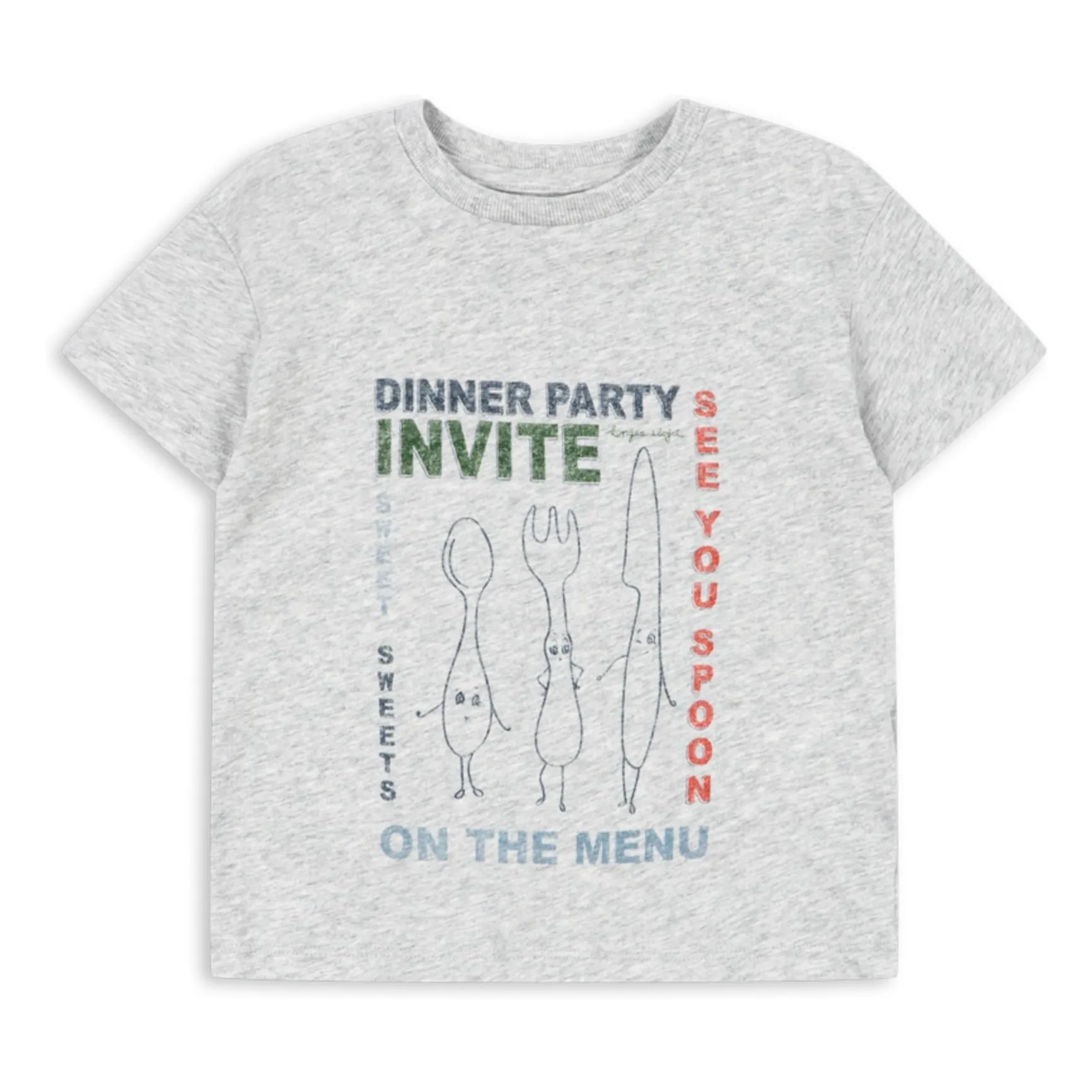 Konges Sløjd Heather Grey Famo Dinner Party Organic Cotton T-Shirt