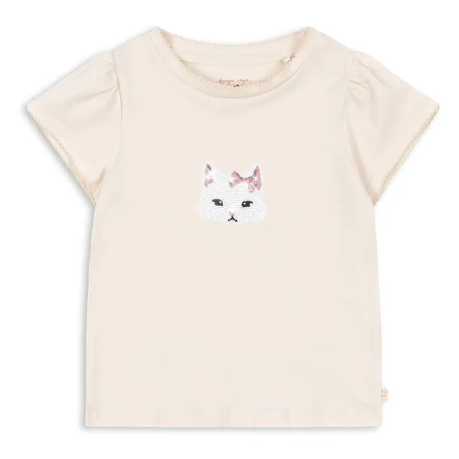 Camiseta de algodón orgánico Famo Cat | Beige