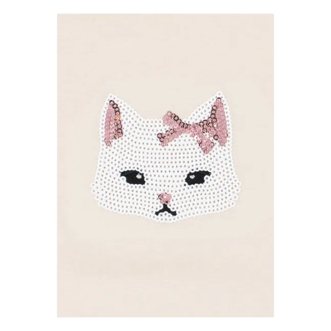 T-shirt Famo Chat Coton Bio | Beige