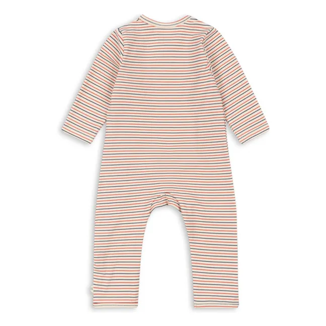 Organic cotton striped jumpsuit | Red