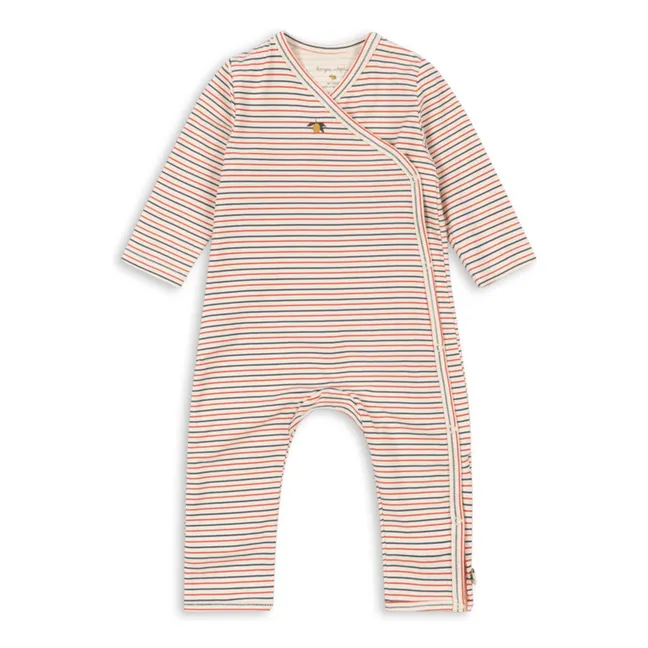 Organic cotton striped jumpsuit | Red