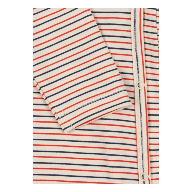 Organic cotton striped jumpsuit | Red