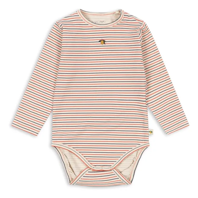 Striped Organic Cotton Bodysuit | Red