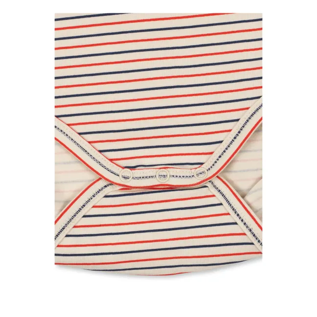 Striped Organic Cotton Bodysuit | Red