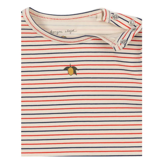 Striped Organic Cotton Bodysuit | Red