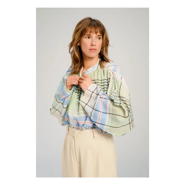 Hokkaido plaid blouse | Blue